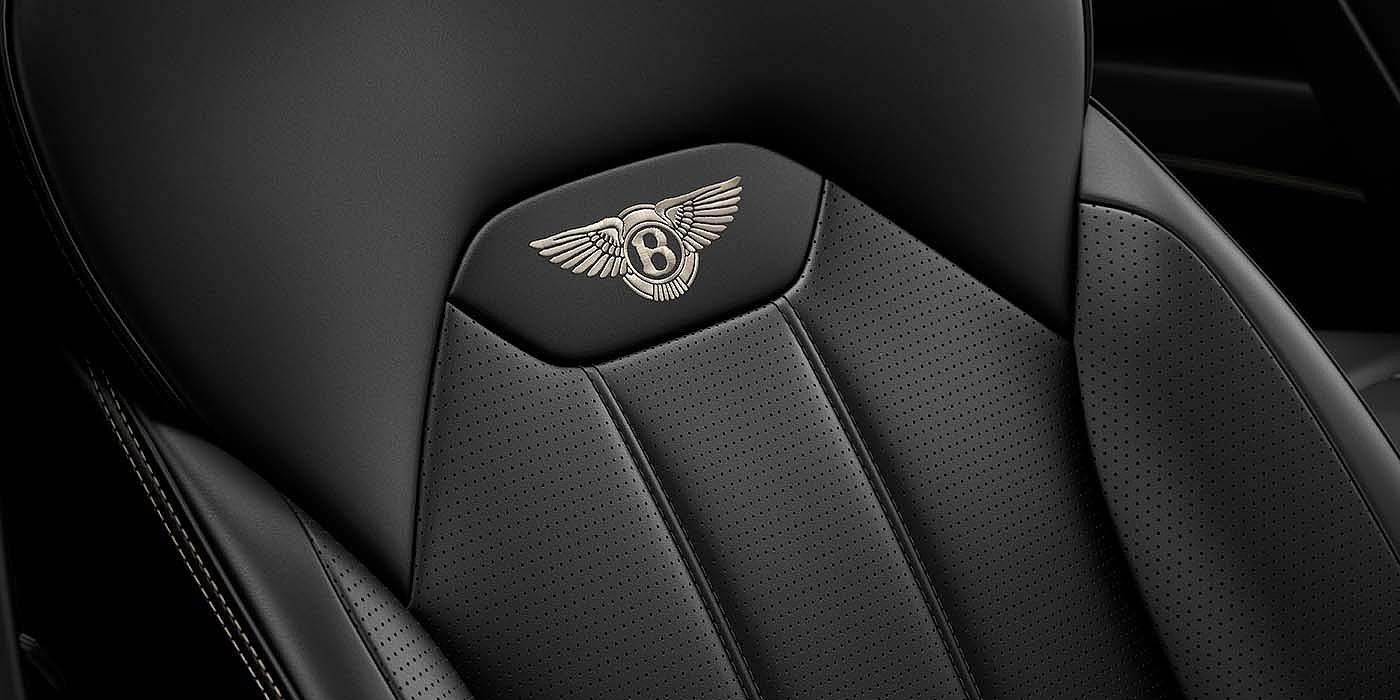 Bentley Maastricht Bentley Bentayga EWB SUV Beluga black leather seat detail