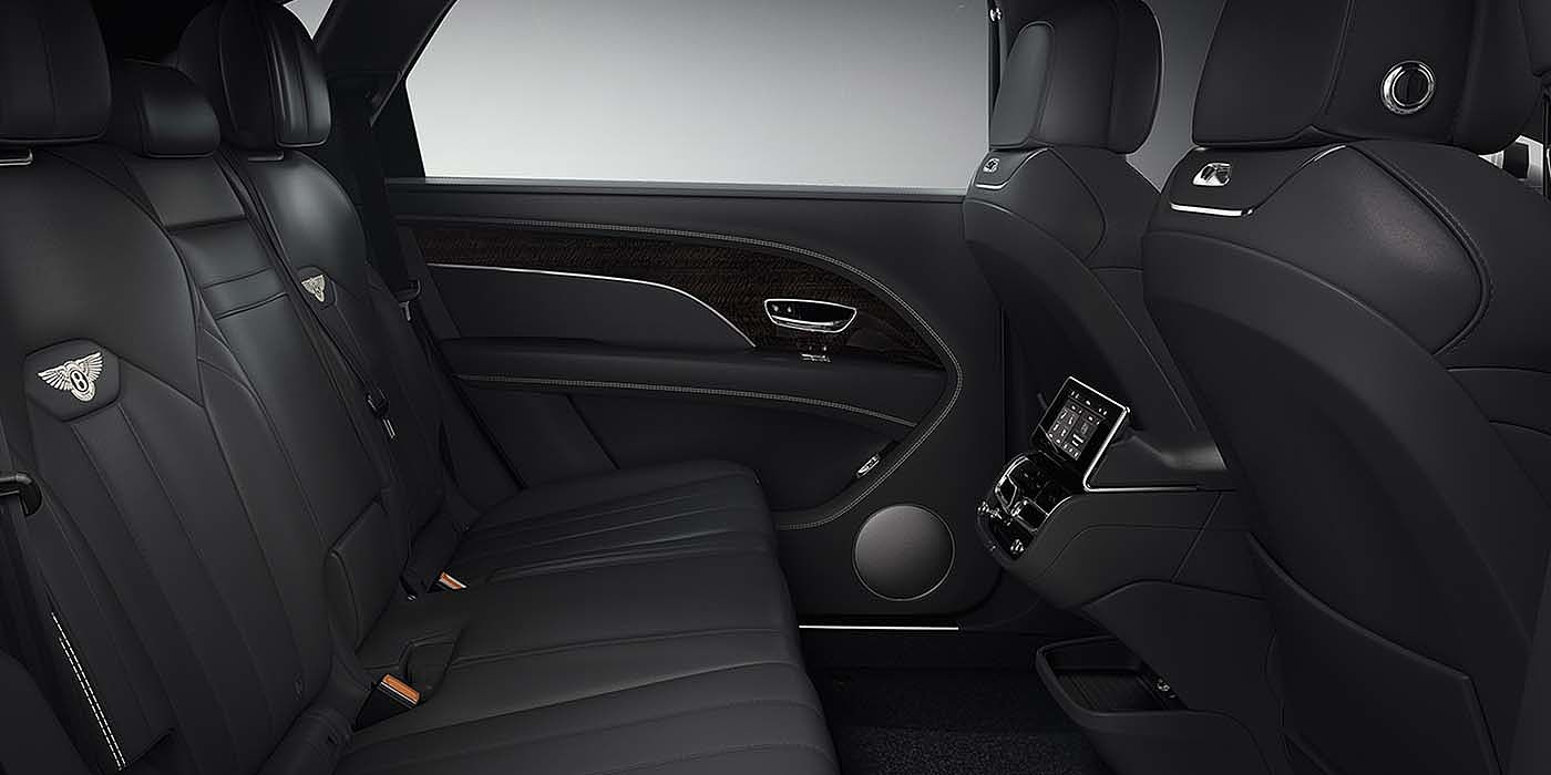 Bentley Maastricht Bentley Bentayga EWB SUV rear interior in Beluga black leather