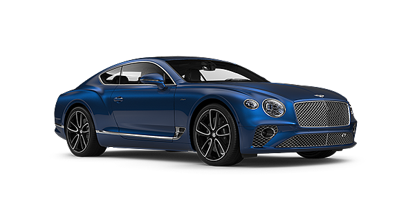 Bentley Maastricht Bentley GT Azure coupe in Sequin Blue paint front 34